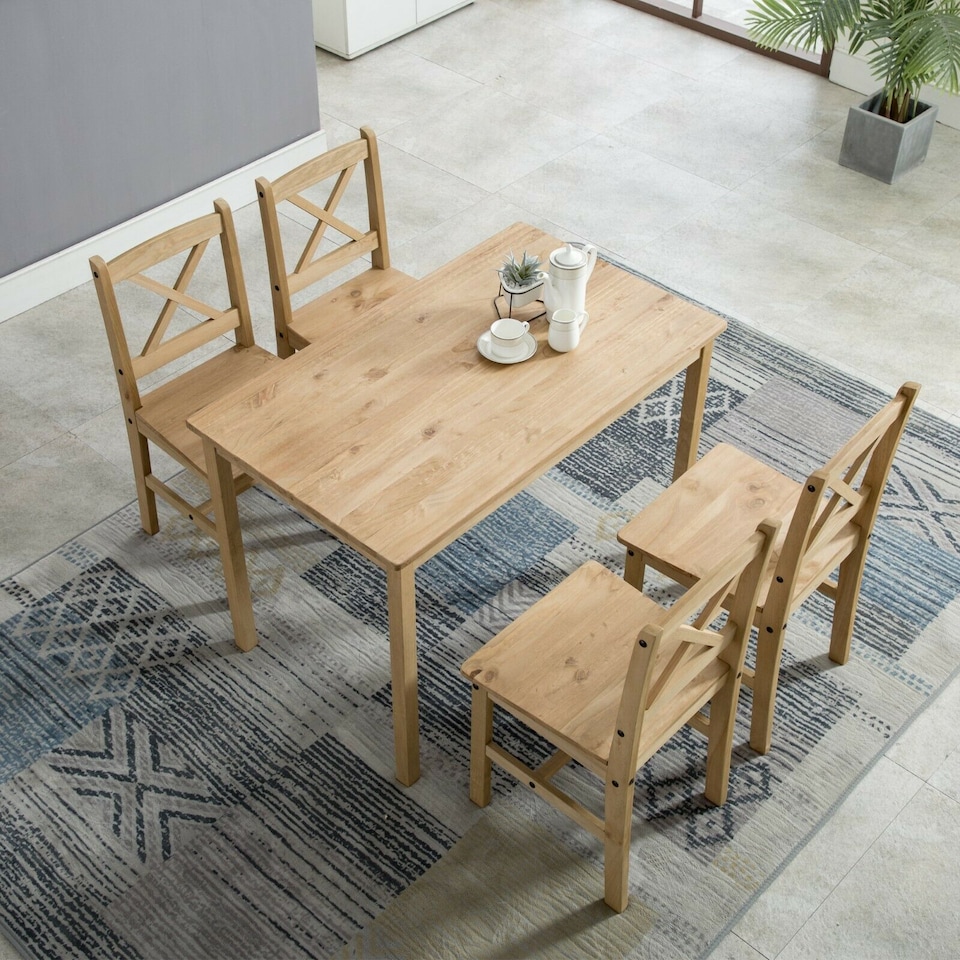 image 1 of Solid Wooden Kitchen Dining Table and 4 Chairs