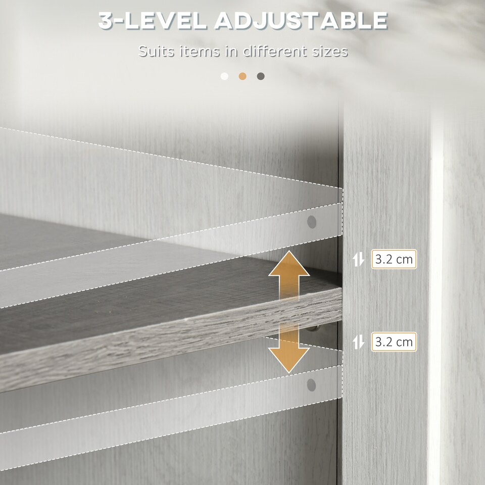 image 1 of kleankin Bathroom Floor Cabinet, Freestanding Storage Cupboard with Drawer, Double Door Cabinet and Adjustable Shelf, White