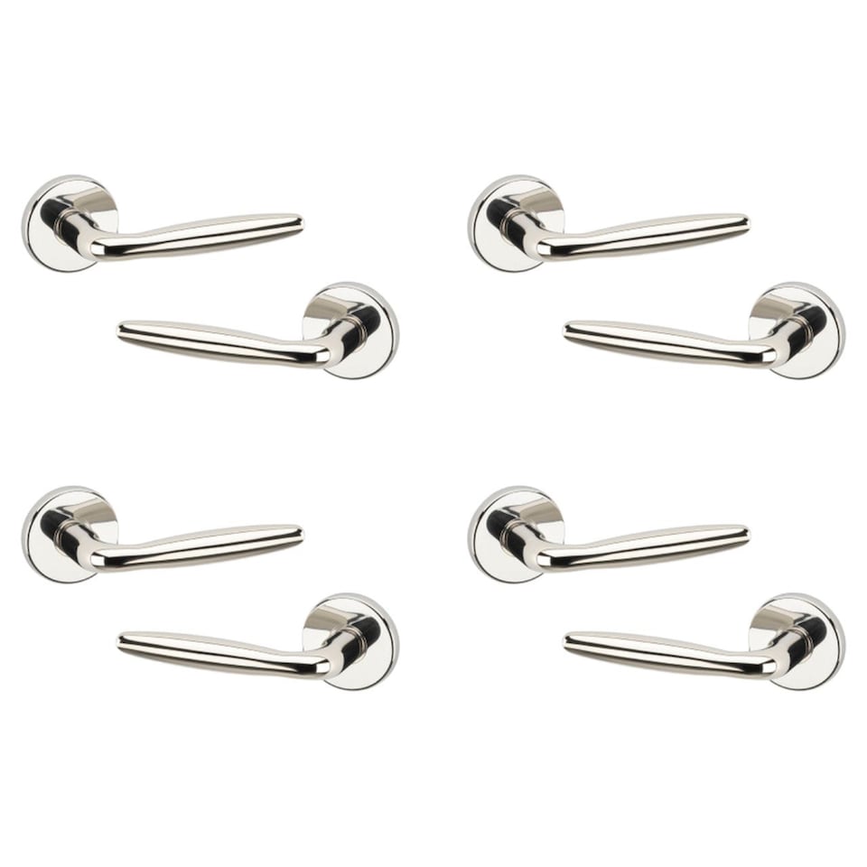 image 1 of Polished Nickel URFIC Rouen Lever Door Handles | Red | Pink | 4
