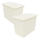 image 2 of 1 x 80L Cream Rattan Design Large Strong Spacious Home Office Container With Lid Cream