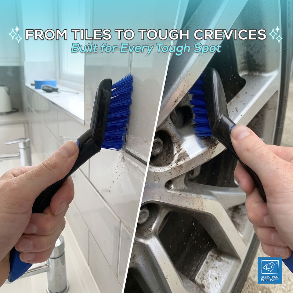image 1 of Grout Tile Cleaning Brush Removes Mould and Dirt Removal Narrow Stiff Brushes for Kitchen & Bathroom | Blue | Black, Blue | 1