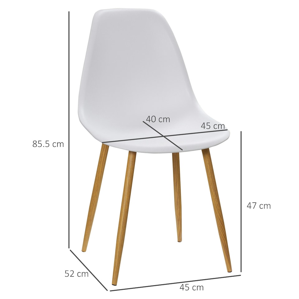 image 1 of HOMCOM Dining Chairs Set of 4 with Curved Back, Metal Legs, White
