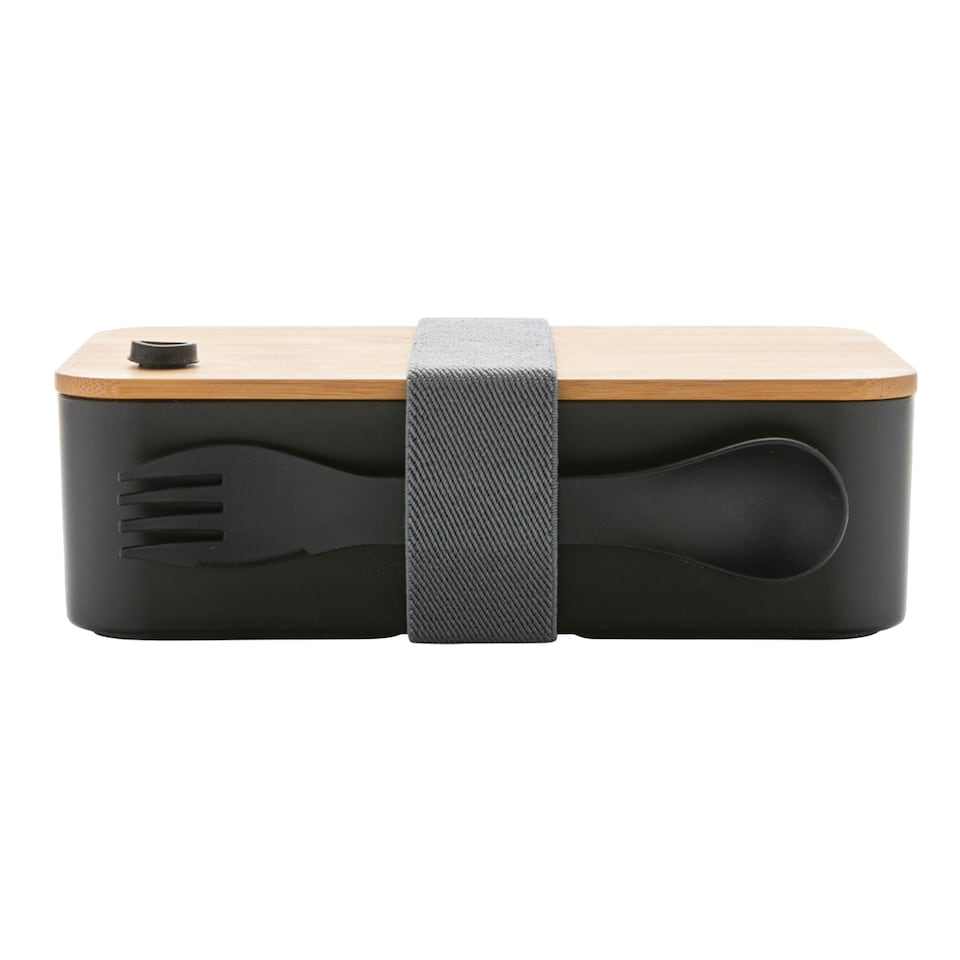 image 1 of XD Collection Bamboo Lunch Box - Black - 6cm x 19cm x 12cm