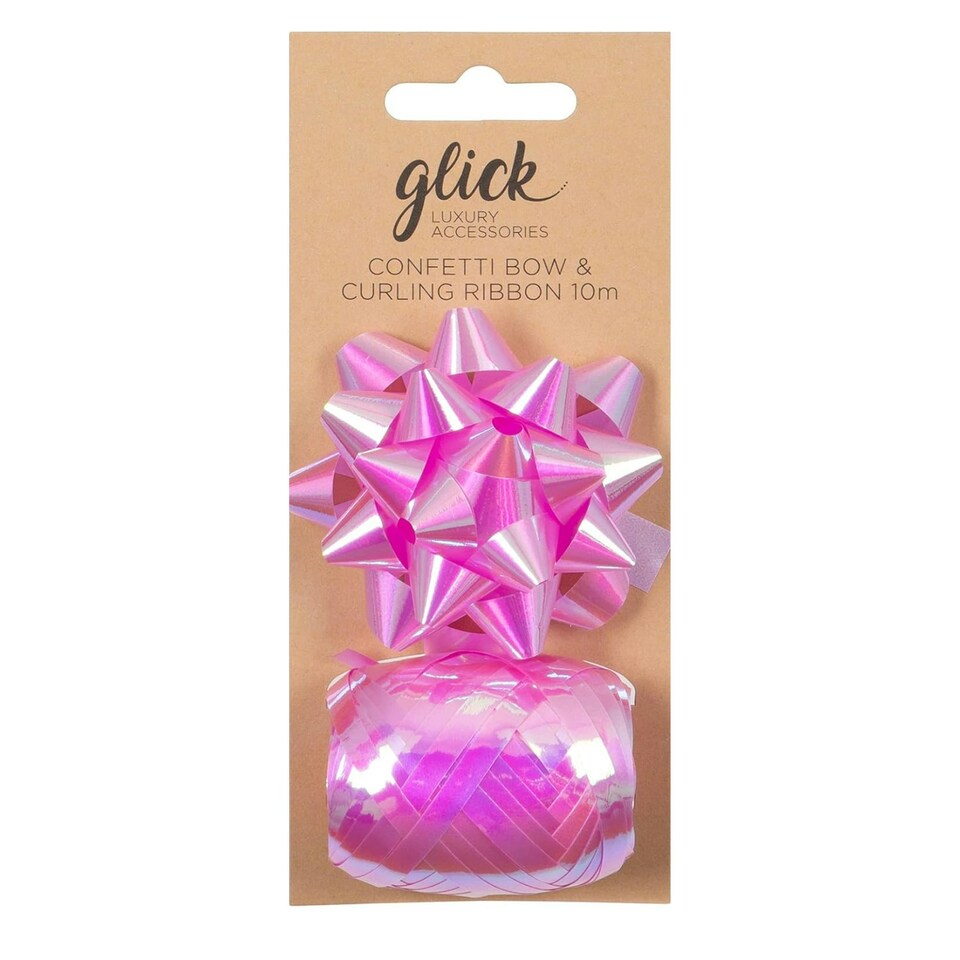 Glick Irridescent Baby Pink Bow and Curling Ribbon, Gift Wrapping and other Arts & Crafts