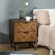 image 2 of HOMCOM Bedside Table with Two Drawers, Side Cabinet Storage Unit with Metal Handles, Organisation Furniture for Living Room, Bedroom, Walnut Brown