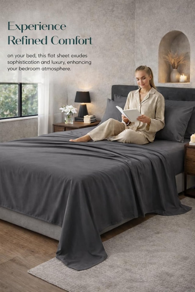 image 1 of HOMES-LINEN Microfiber Flat Sheet Easy Care Bed Sheet