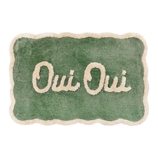 Oui Oui Slogan Scalloped Bath Mat