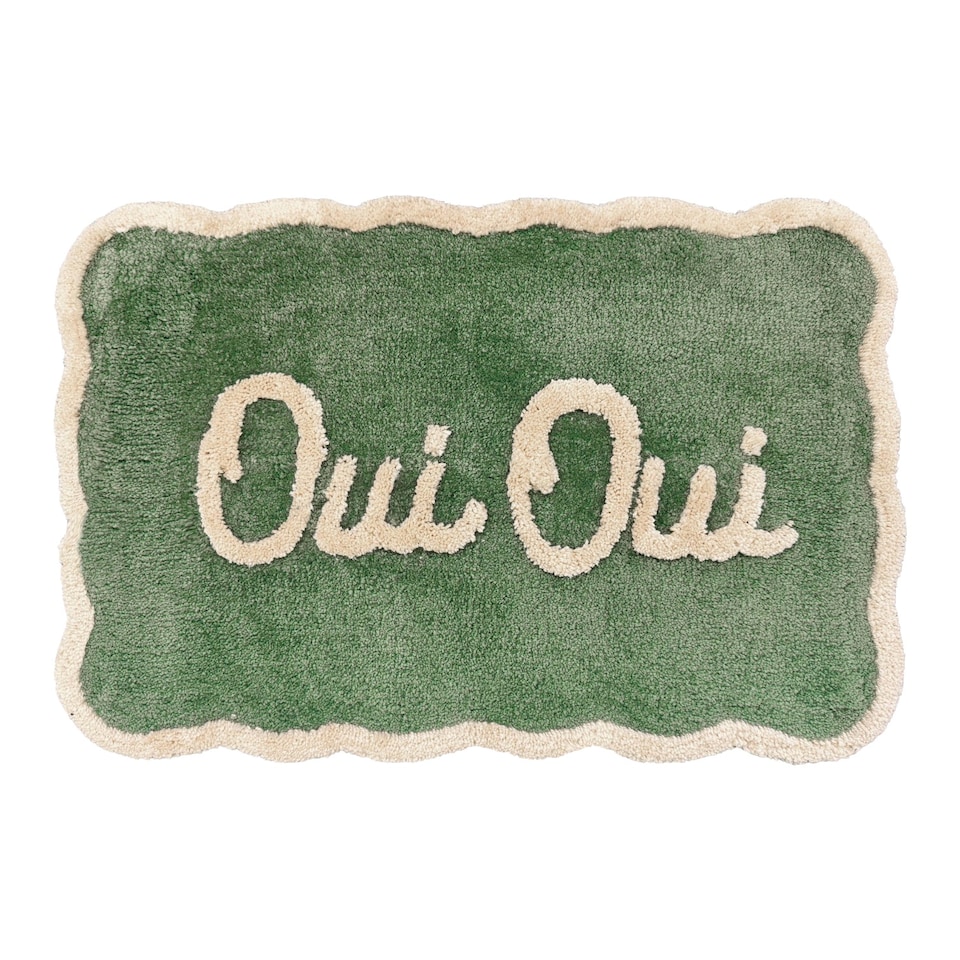 image 1 of Oui Oui Slogan Scalloped Bath Mat