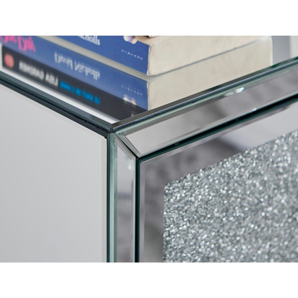 image 1 of Furniturebox Stella Crushed Diamond Mirrored Bedside Table