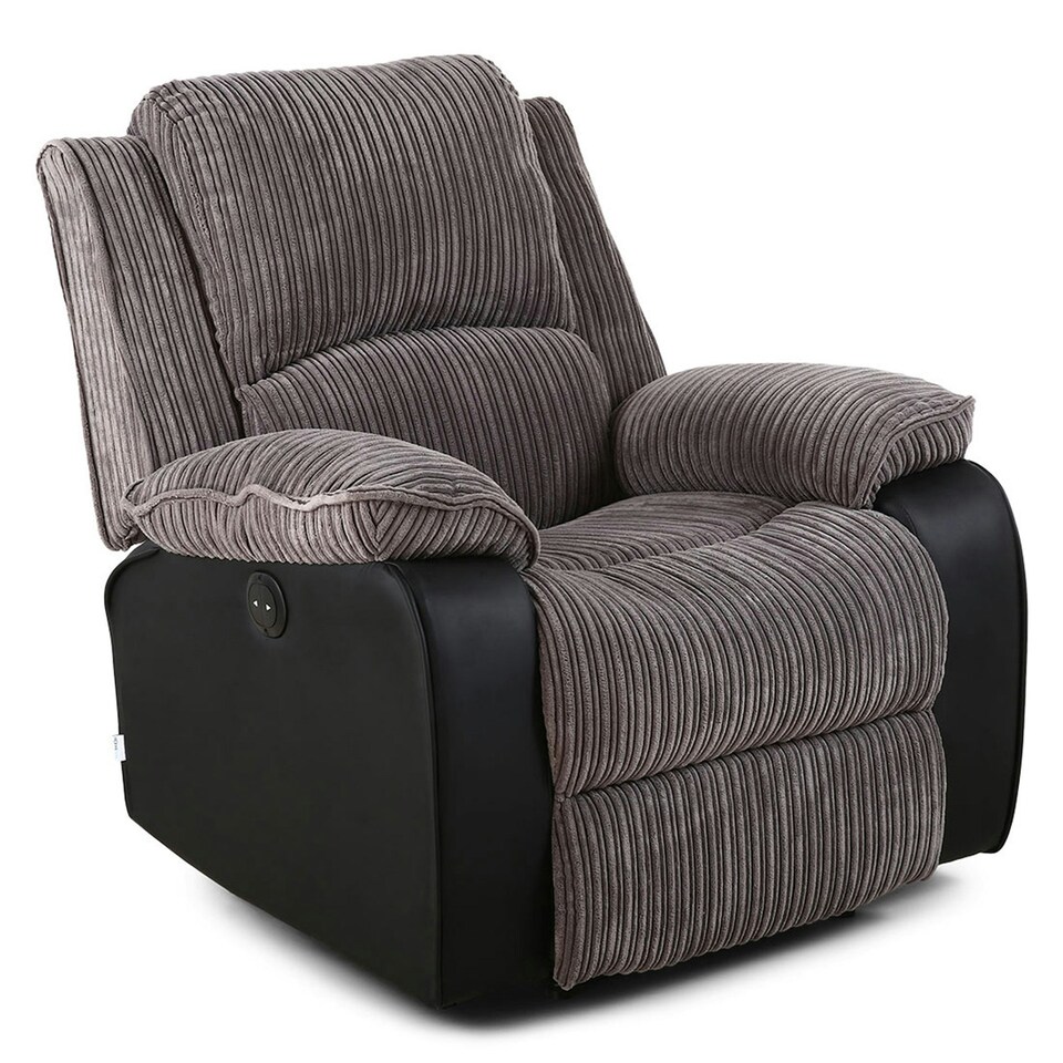 image 1 of Postana Jumbo Cord Fabric Electric Reclining Armchair Recliner Chair (Grey)