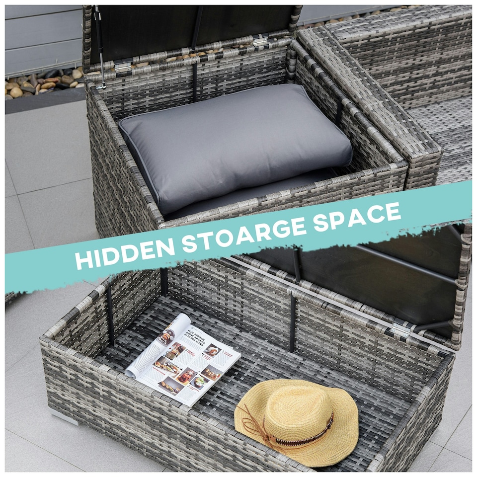 image 1 of Outsunny 6Pcs Rattan Sofa Set Garden Sectional Garden Wicker Furniture Cushion