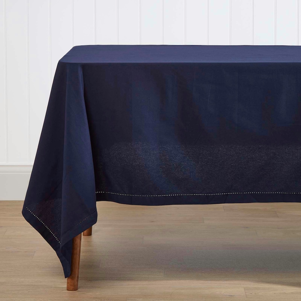 image 1 of Homescapes Navy Blue Tablecloth - 178 x 300 cm Blue