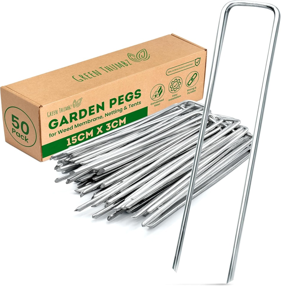 image 1 of Metal U-shaped Garden Pegs for Fixing Artificial Grass, Garden Cloth, Peat Mats and Nets