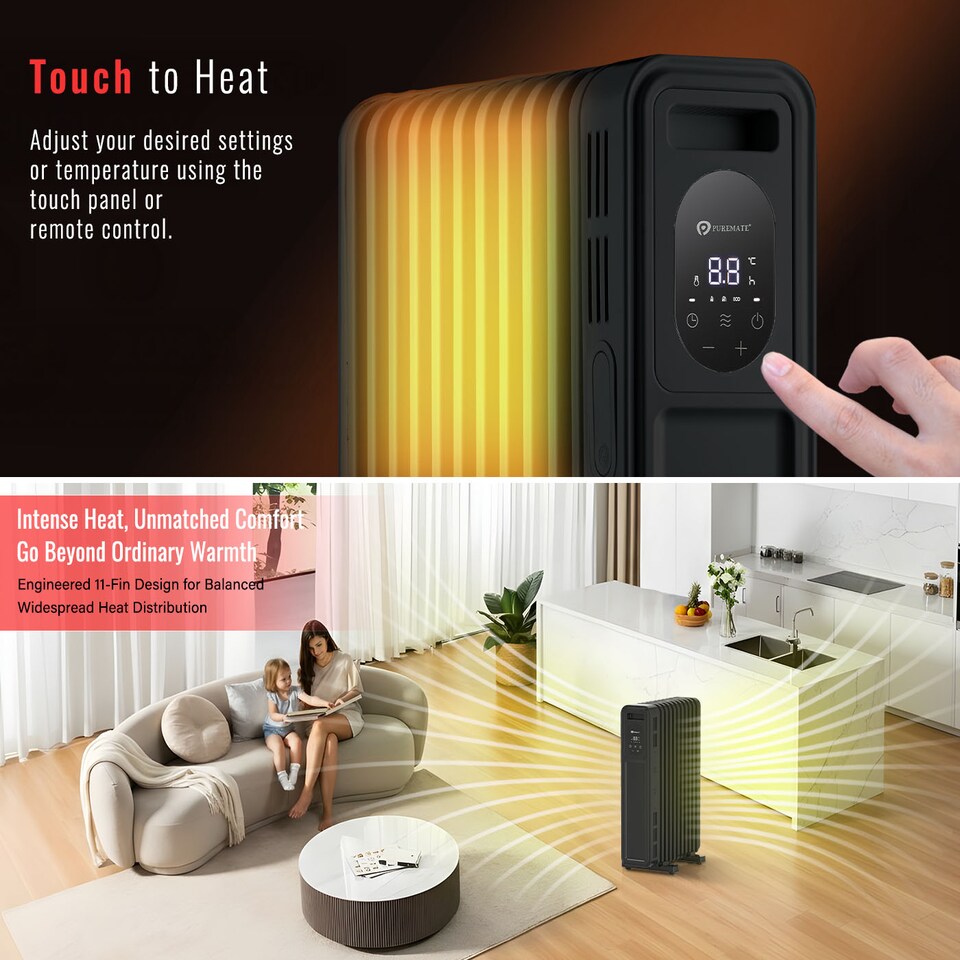 image 1 of 2300W Oil Filled Radiator with Remote Control Black