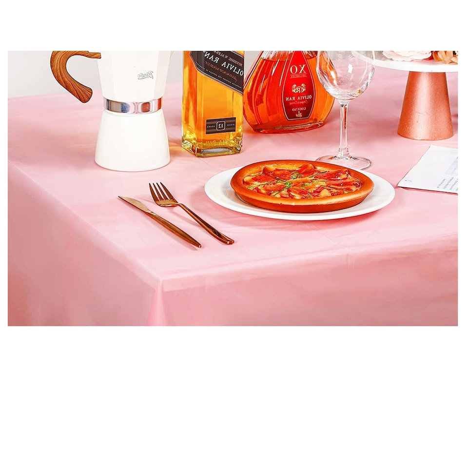 image 1 of Unique Party Plastic Plain Tablecloth - Light Pink - One Size