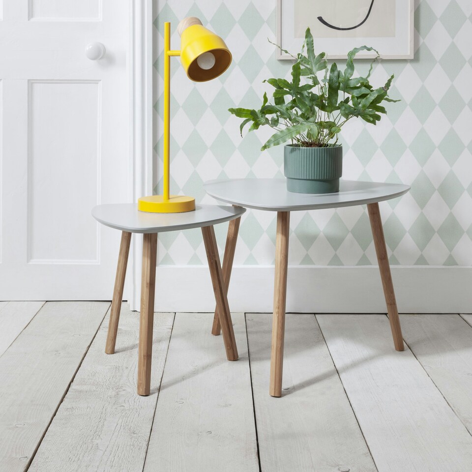 image 1 of Malme Side Table Occasional Large in Chalk Grey and Natural Pine Grey | Light Grey