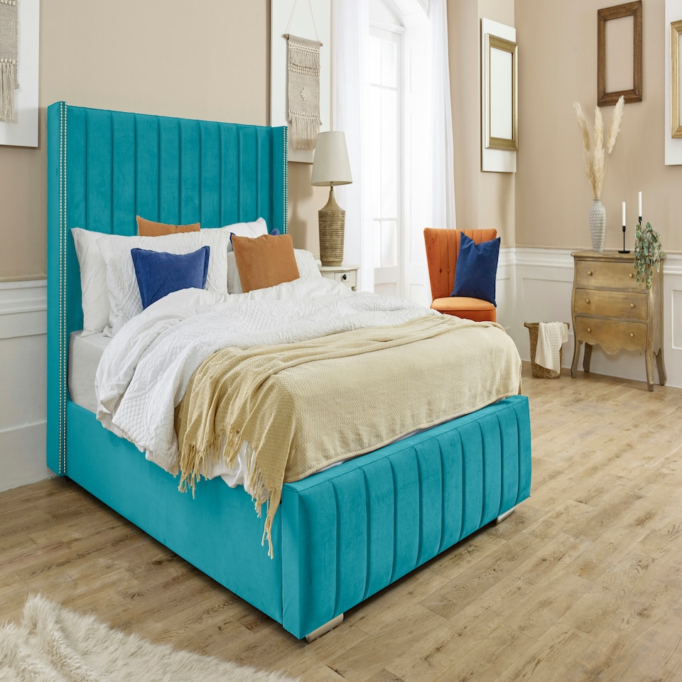 Hemmel Plush Superking Bed Frame - Teal