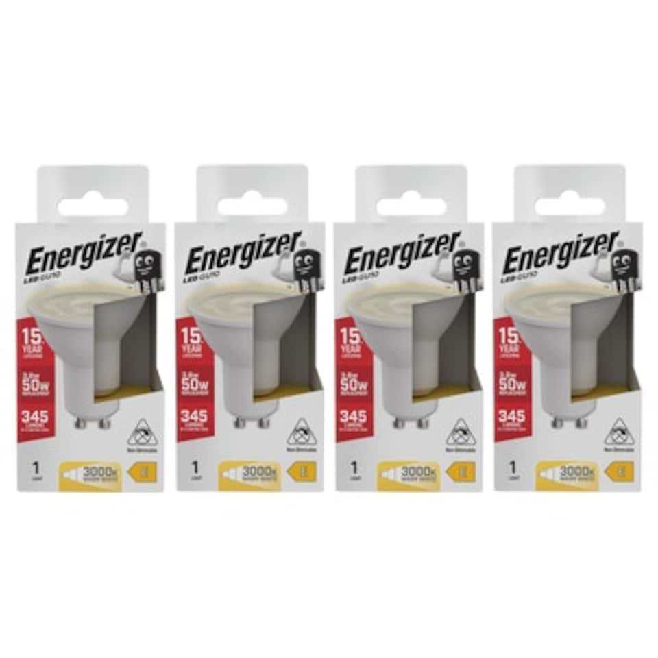 image 1 of Energizer LED GU10 345lm 3.6W 3000K (Warm White) Light Bulb - Pack of 4