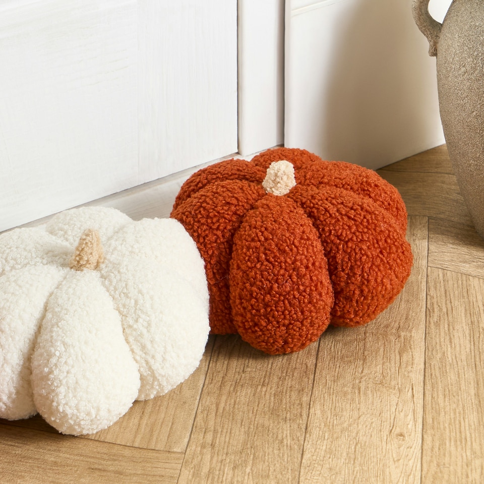 image 1 of OHS Pumpkin Halloween Autumn Fall Decor Draft Door Guard Stop Soft Plump Plush Draught Excluder