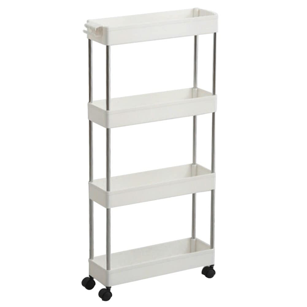 Living and Home Plastic Storage Trolley Cart 4-Tier Rack - White