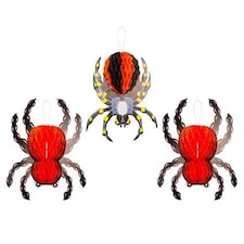 Spider Halloween 3D Paper Honeycomb Hanging Decorations - Pack of 3