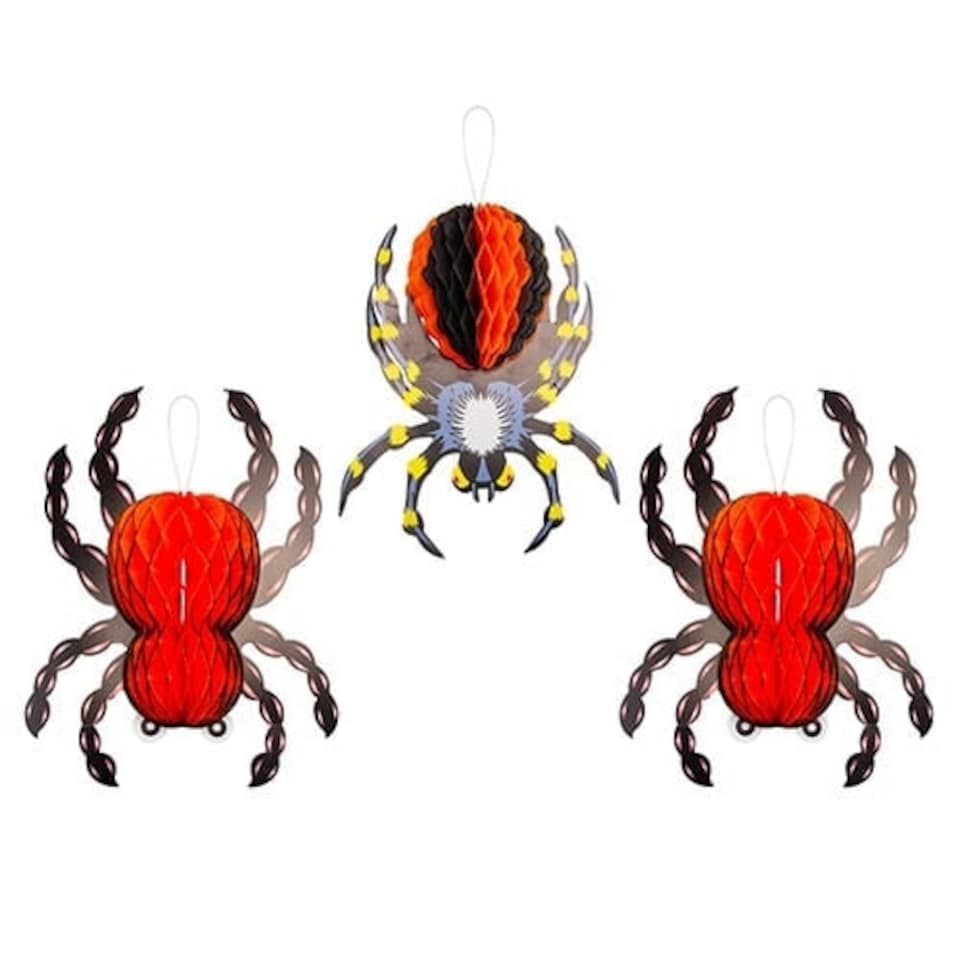 Spider Halloween 3D Paper Honeycomb Hanging Decorations - Pack of 3