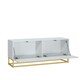 image 10 of TV Unit 100cm White Matt with Fluted Fronts and Gold Legs White