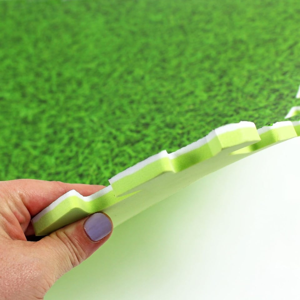 image 1 of Actiasmat Grass Effect EVA Interlocking Foam Mats (4 Tiles, 16sqft - 1.49sqm, Green, Anti-Fatigue)