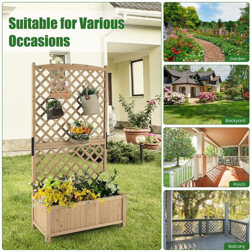 image 1 of COSTWAY Raised Garden Bed Outdoor Plant Container Natural N/A