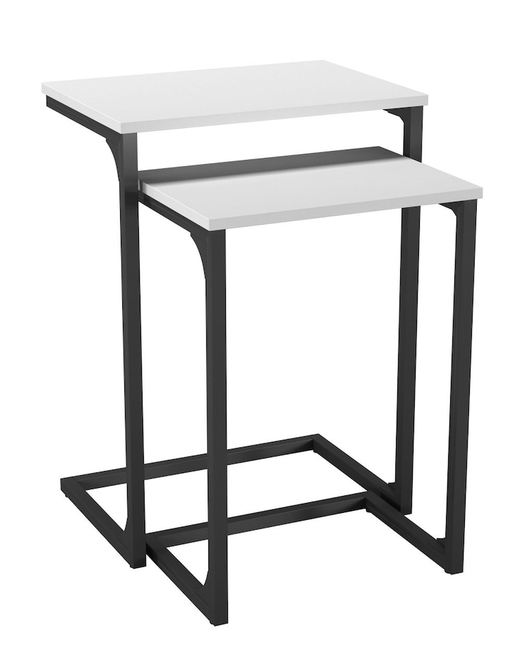 image 1 of 2 pc C-Shaped Nesting Side Tables | White | Unit Colour: White