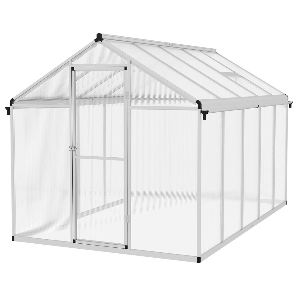 image 1 of Outsunny 10x6ft Aluminium Greenhouse with/ Door Window Galvanised Base