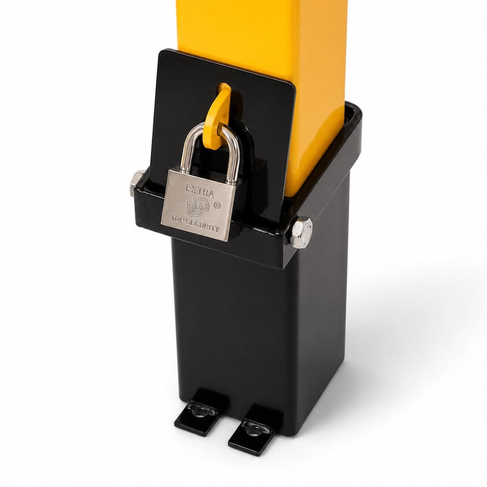 image 1 of Removable Locking Security Post Parking Space Bollard Barrier | Yellow