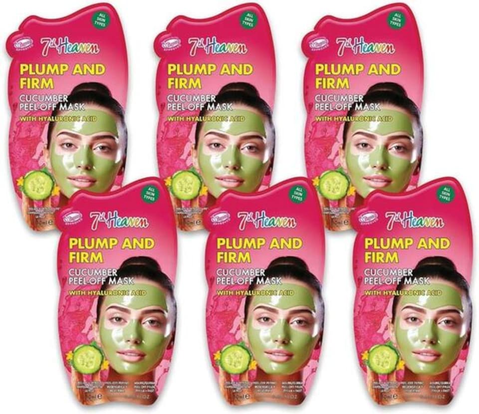 image 1 of 7th Heaven Cucumber Peel Off Face Mask with Hyaluronic Acid, Pack of 6
