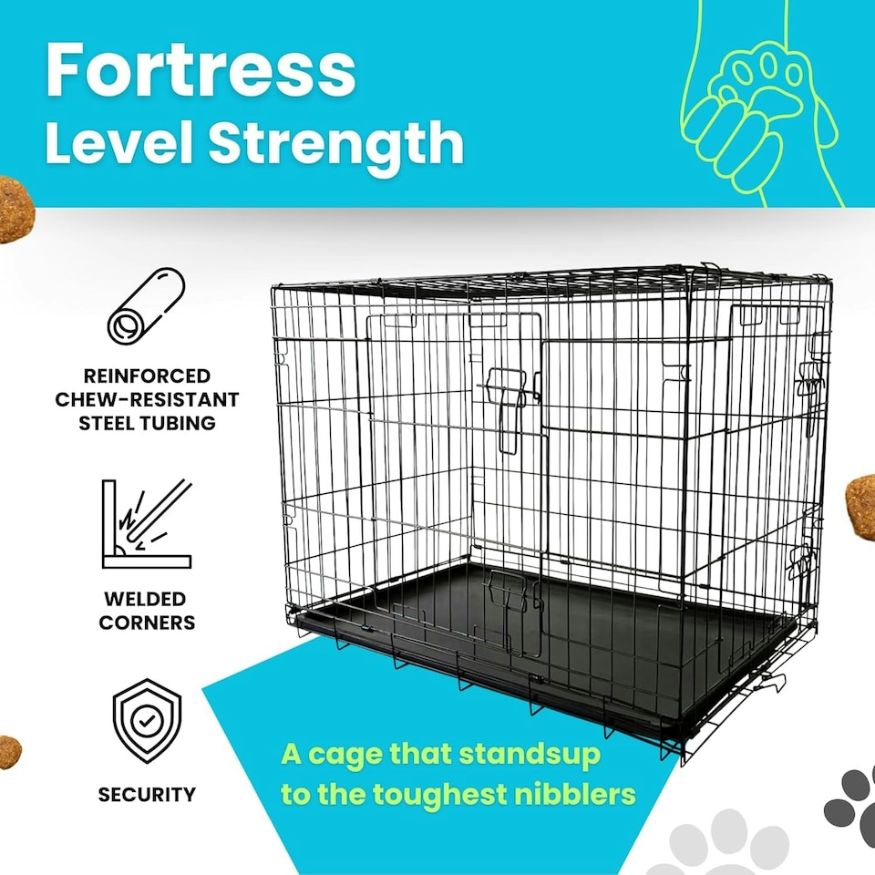 image 1 of Straame 36" Folding Metal Dog Crate Black