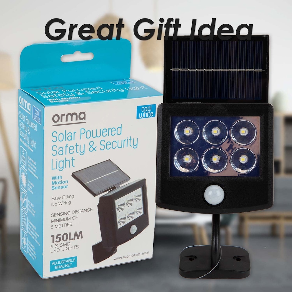 image 1 of vfm-estore Orma Solar Security Light Black - 16cm x 10cm