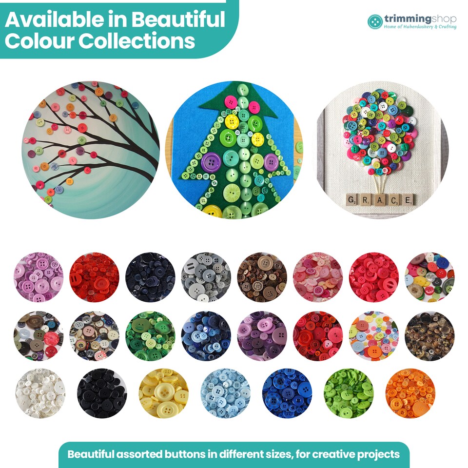 image 1 of 100g Round Resin Button, Assorted Sizes - 2 & 4 Holes