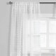 image 2 of OHS Pompom Tufted Textured Slot Top Sheer Net 2 Panel Voile Curtains, 55x87" - White