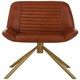 image 1 of Interiors by Premier Tan Genuine Leather Chair, Pleated Channel‑Detail Tan Leather Seat & Back, Gold‑Finish Angular Iron Legs Brown