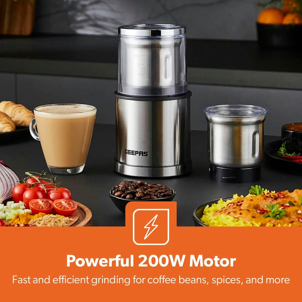 image 1 of GEEPAS Coffee Grinder Food Processor, 200W, Silver