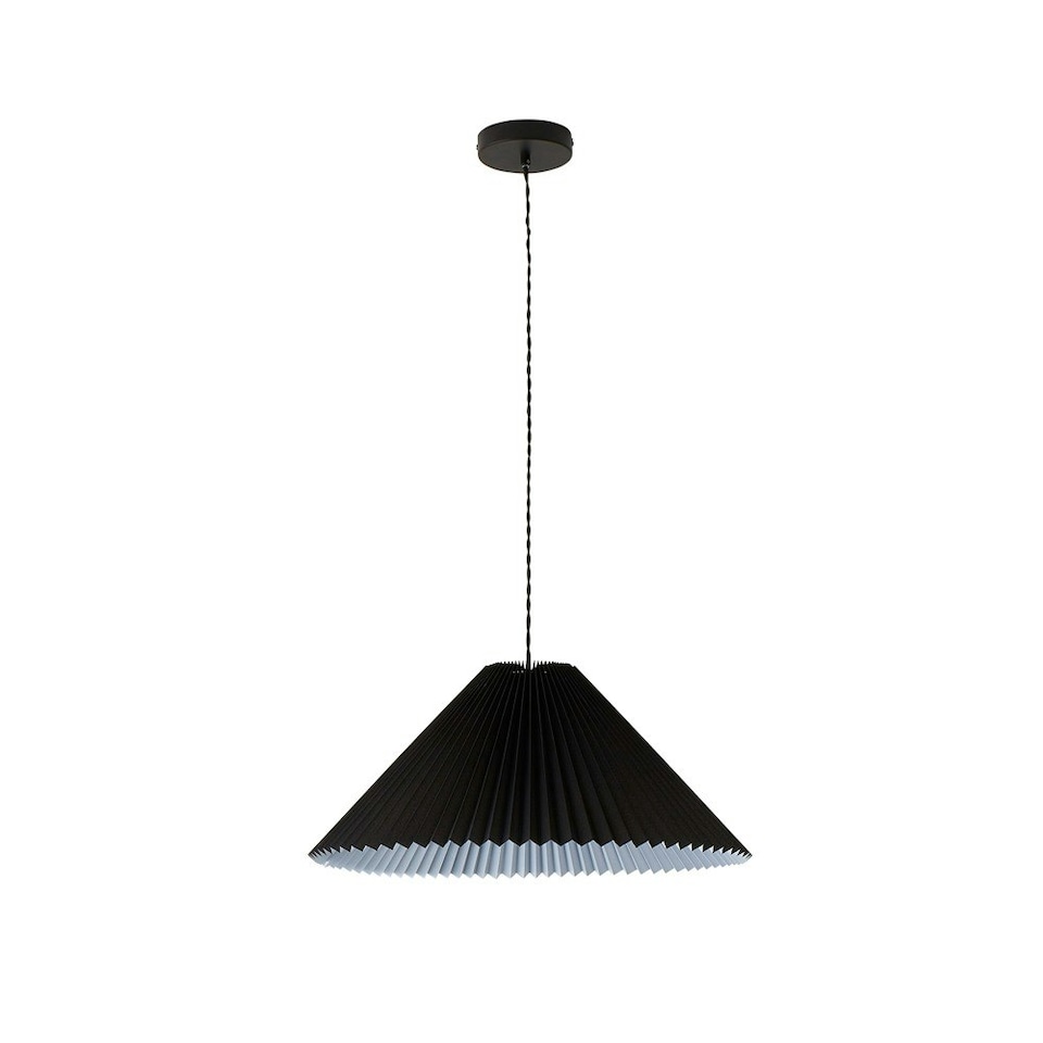 image 1 of ValueLights Akira Black Paper Pleated Single Drop Ceiling Pendant Light with LED Bulb