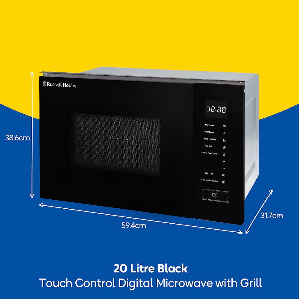image 1 of Russell Hobbs RHBM2002B Integrated Microwave 20L 800W Black Defrost Function