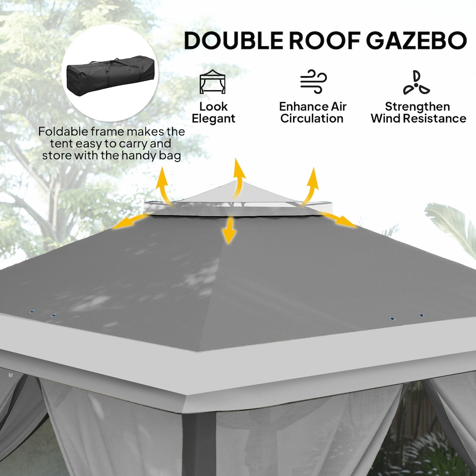 image 1 of Outsunny Pop Up Gazebo Height Adjustable Canopy Tent w/ Carrying Bag, Dark Grey | Grey | Dark Grey
