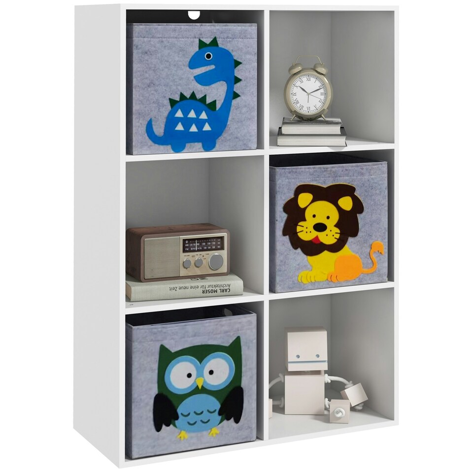 image 1 of ZONEKIZ Toy Organiser with Three Non-Woven Fabric Drawers for Bedroom - White