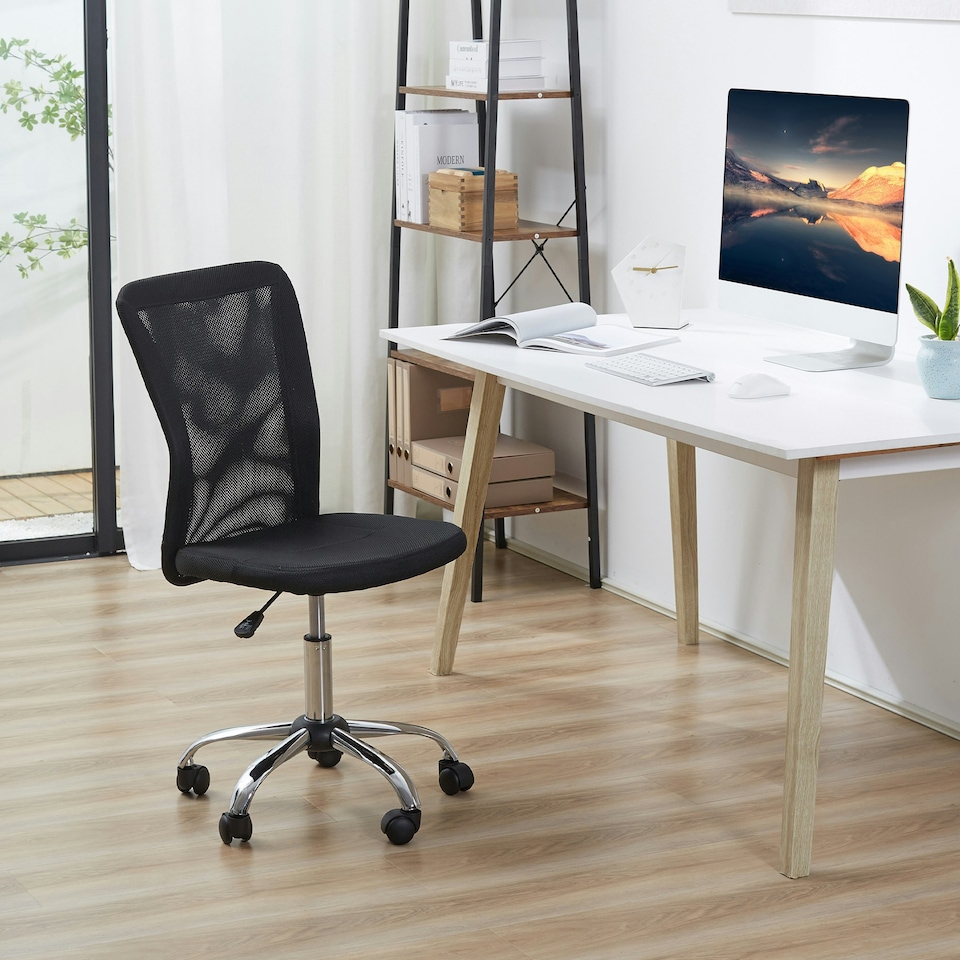 image 1 of Vinsetto Armless Office Chair with Adjustable Height Mesh Back Wheels Black
