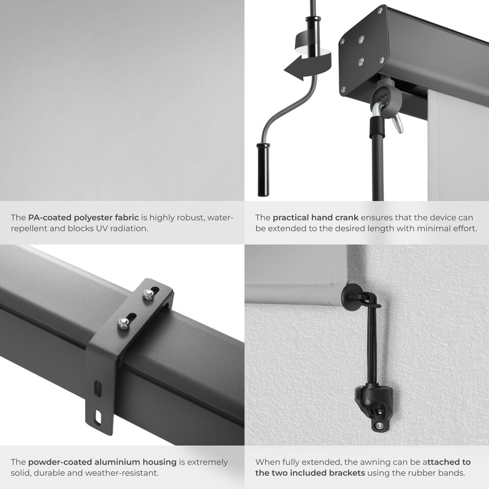 image 1 of Vertical Awning Eloise - installation materials included, retractable, UV blocking | Grey | light grey | 120 x 250 cm | 1