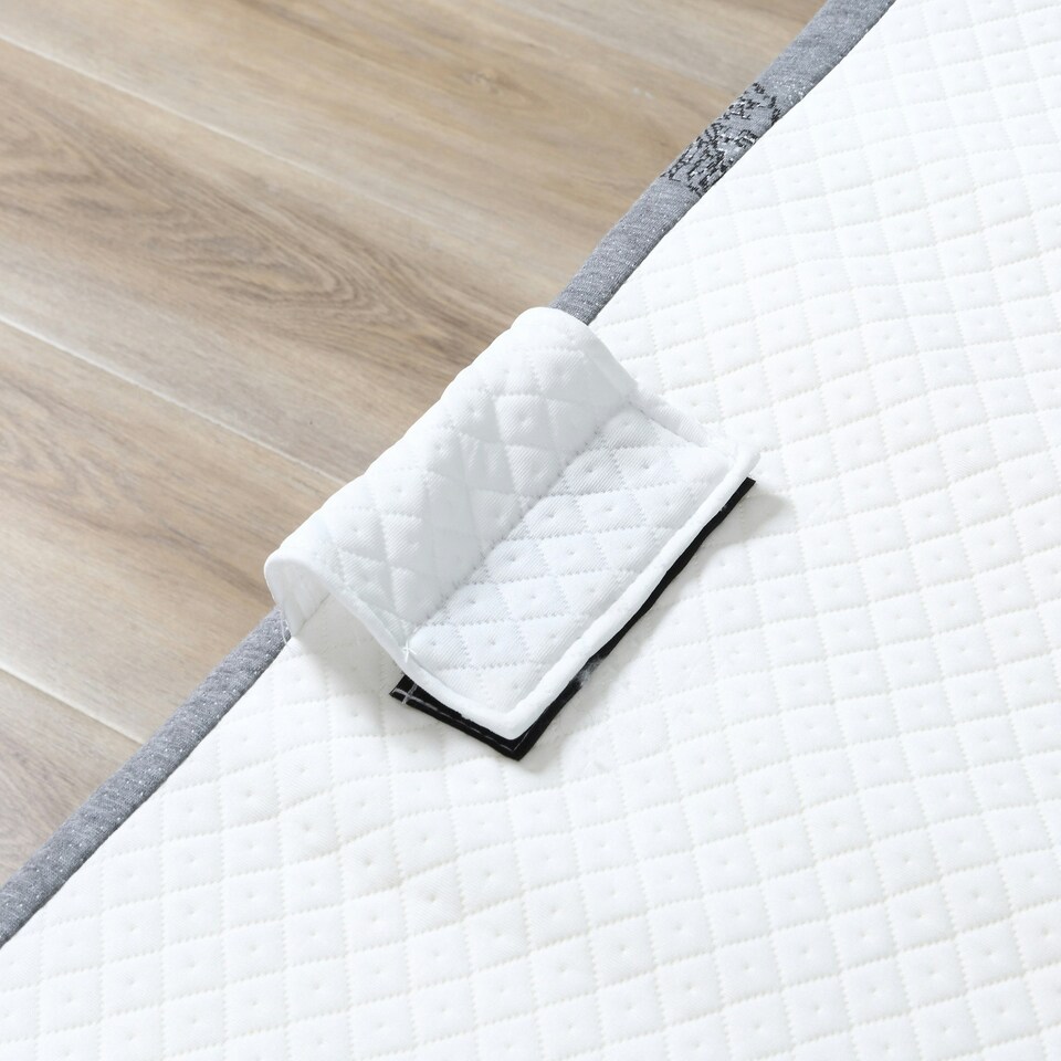 image 1 of HOMCOM Folding Bed with 10cm Mattress, Portable Foldable Guest Bed with Wheels