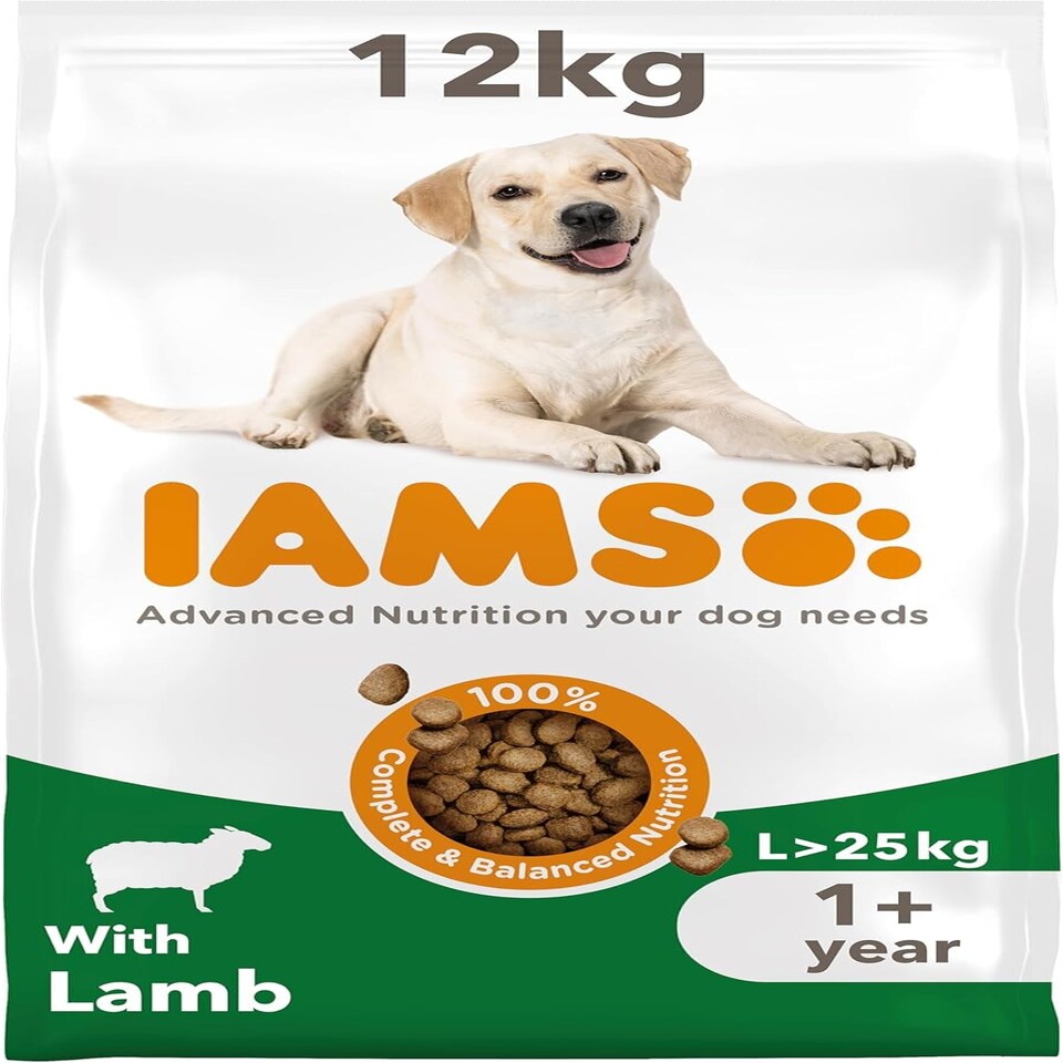 image 1 of IAMS Complete Dry Dog Food for Adult 1+ Large Breeds with Lamb 12 kg