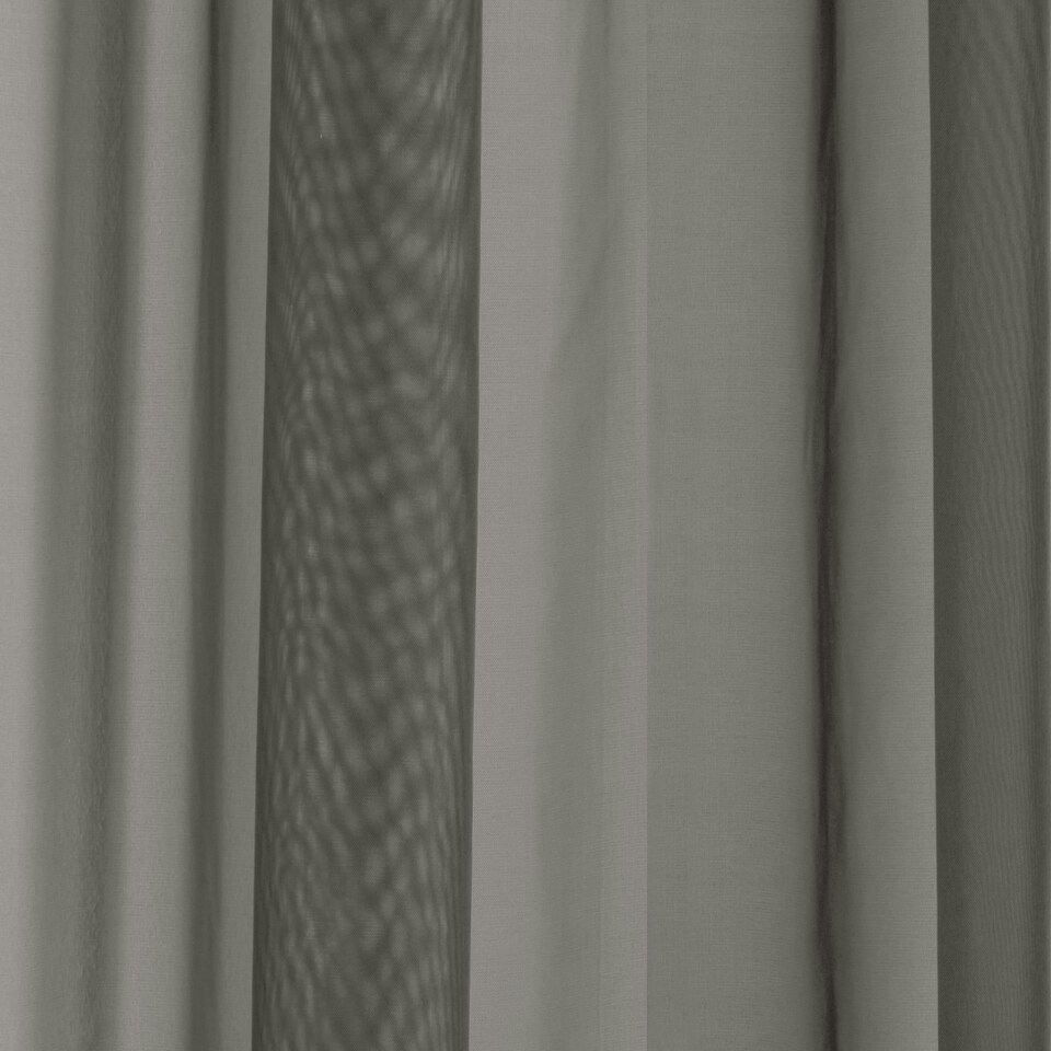 image 1 of Pair of Crystal Grey Plain Voile Panels 229 cm (90 inch) Rod Pocket Panels for Bedroom and Living Room