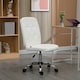 image 2 of Vinsetto Armless Office Chair, Faux Leather Desk Chair with Adjustable Height, Button Tufted, White