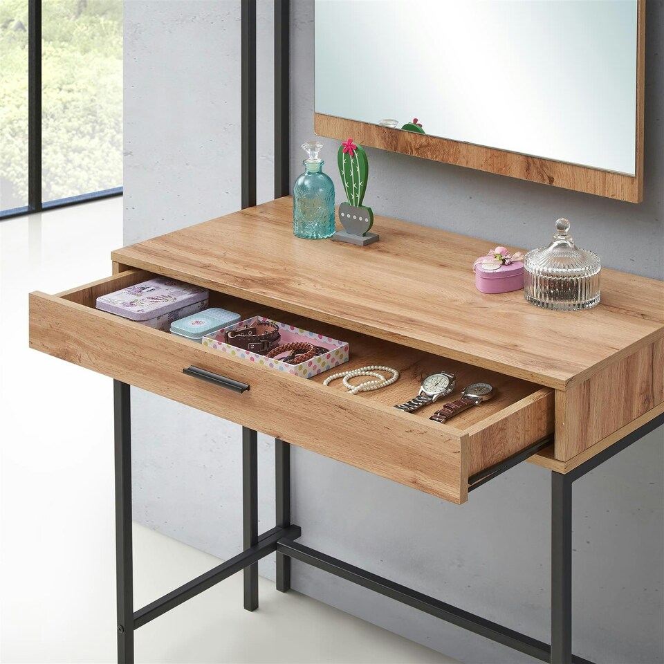 image 1 of Zahra Dressing table with mirror Wotan Oak Finish